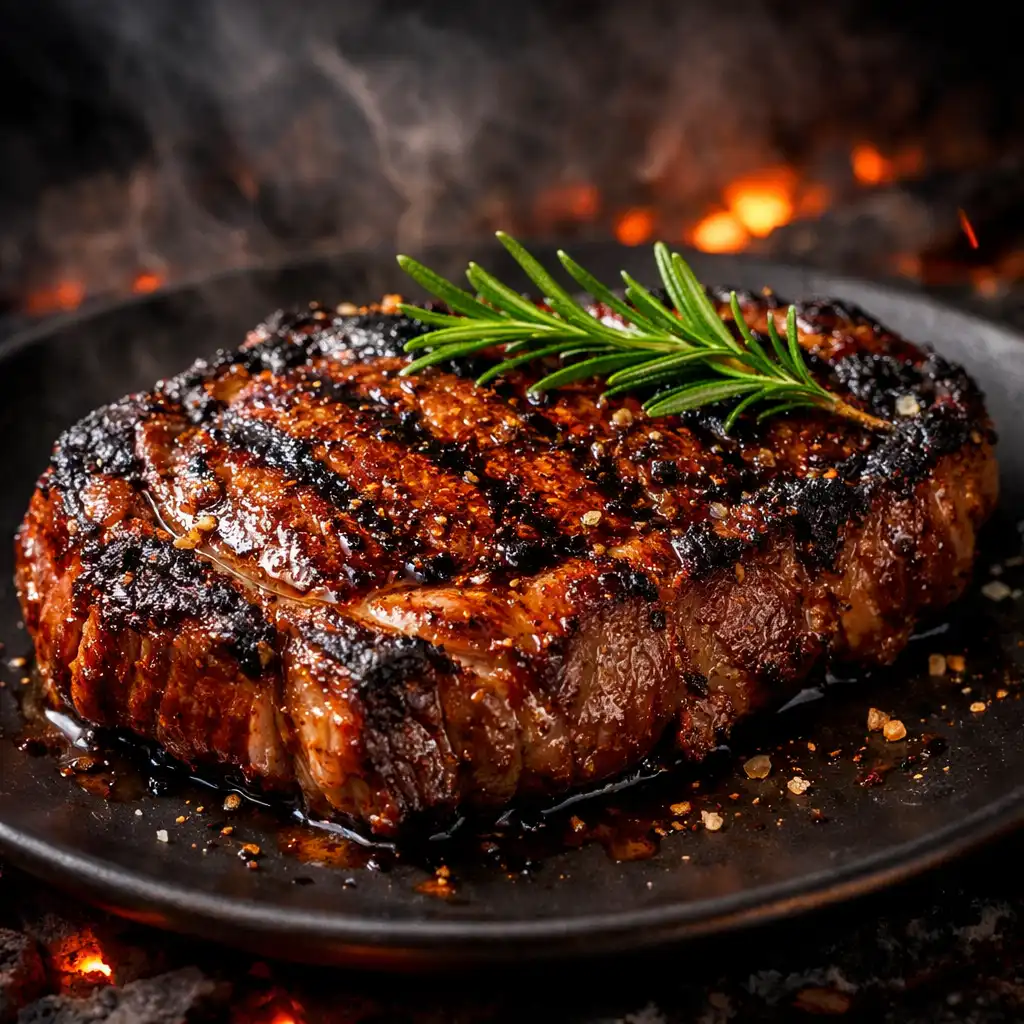 Ember-Grilled Ribeye with smoked potato purée